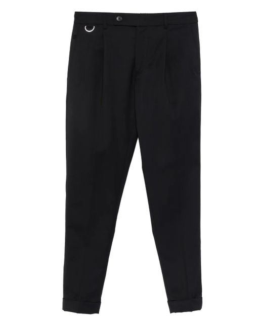 Low Brand Black D-Ring Pleated Trousers for men