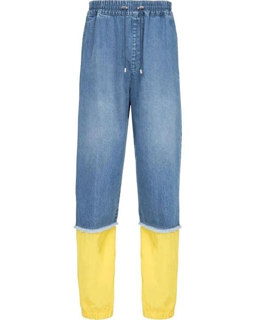 Balmain Blue X Pokémon Colour-Block Drawstring Trousers for men