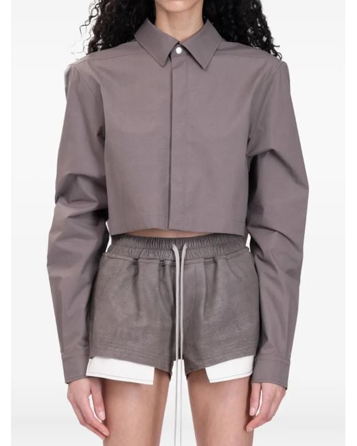 Surchemise À Coupe Crop Rick Owens en coloris Gray