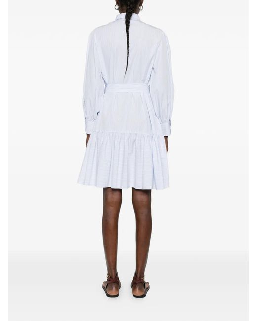 Gant White Belted Striped-Pattern Mini Dress