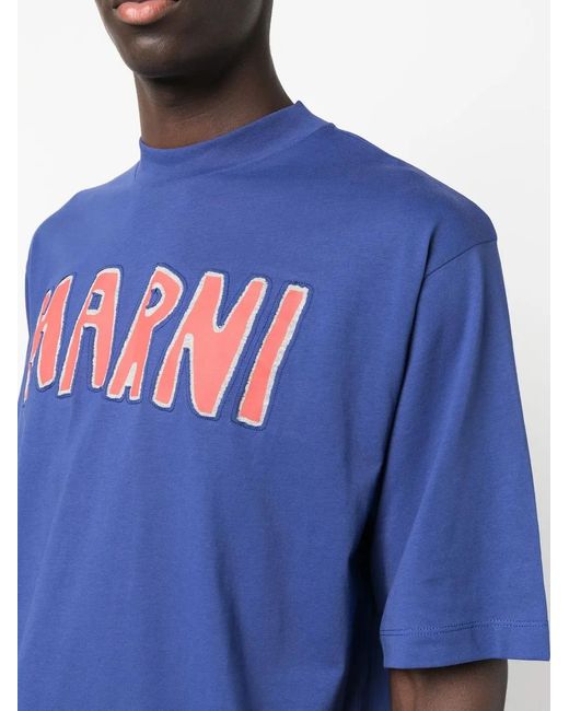 Marni Blue Logo Cotton T-shirt for men