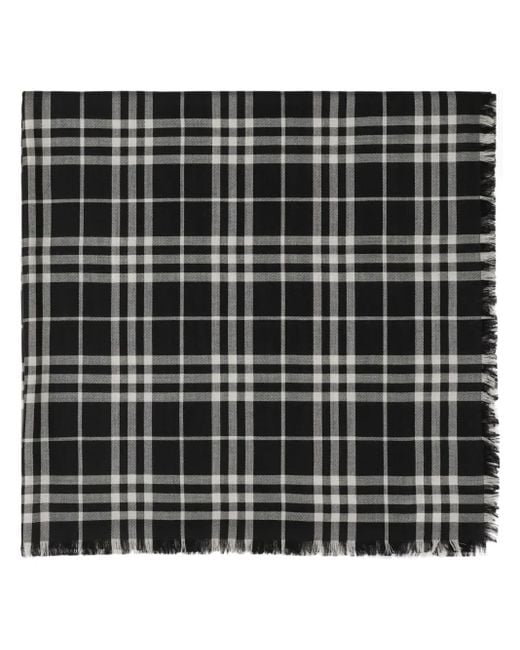 Burberry Black Check Cashmere Silk Scarf