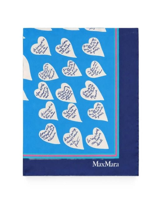 Max Mara Blue Printed Silk Scarf