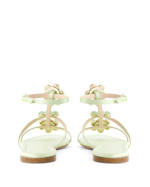 Giambattista Valli White Flower-detailing Leather Sandals