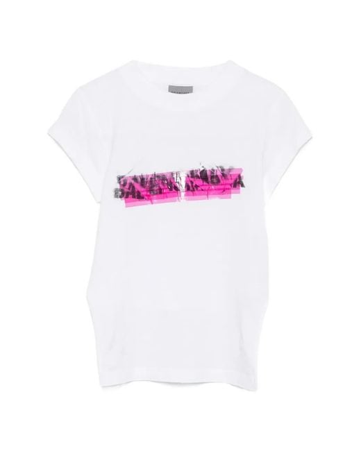 Balenciaga Green T-Shirt Messy Spray À Logo Imprimé Et Effet Usé