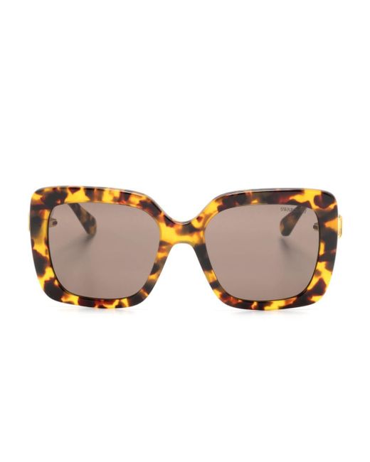 Swarovski Brown Tortoiseshell-effect Oversize-frame Sunglasses