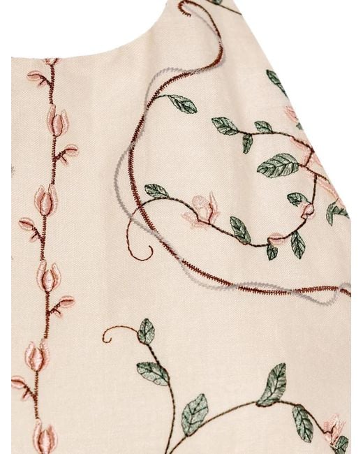Agua Bendita White Balsa Navegante Floral-Embroidered Midi Dress