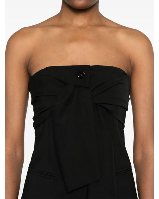 Max Mara Black Wool Canvas Bustier Top