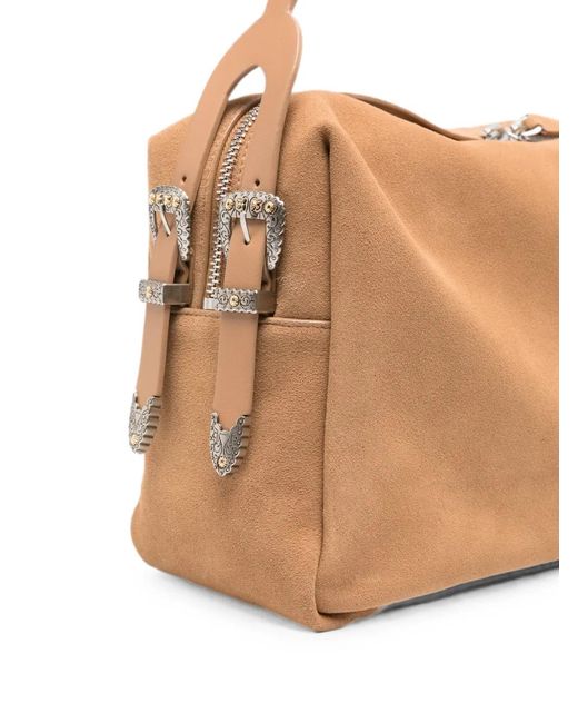 Pinko Brown Large Keeper Suede Bag