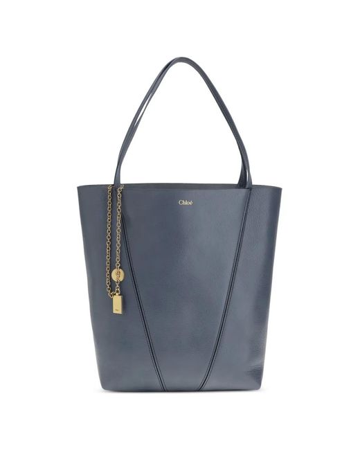 Chloé Blue Spin Leather Tote Bag