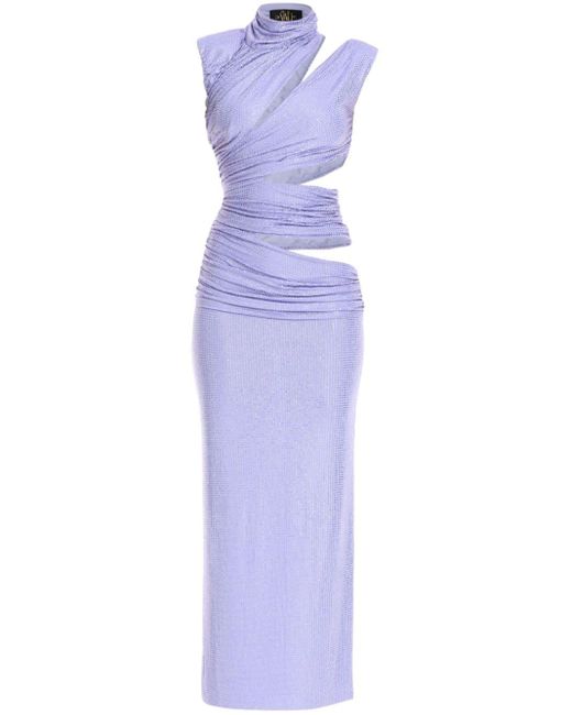 Vestido largo Mahogany con cristales De La Vali de color Purple