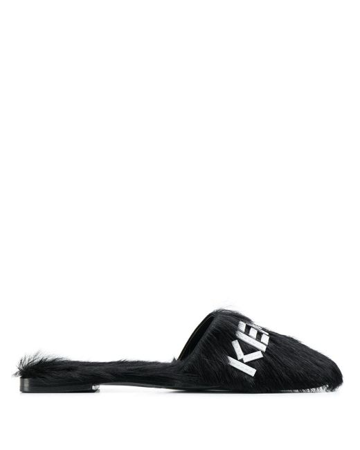 Mules de pelo artificial KENZO de color Negro | Lyst