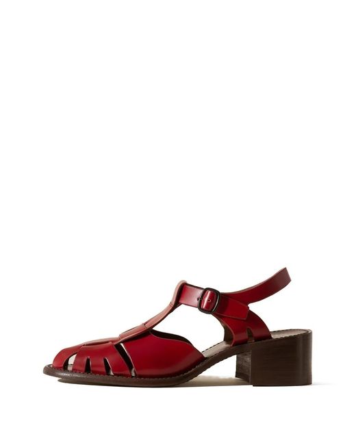 Hereu Red Pesca Cut-Out Heeled Fisherman Sandals