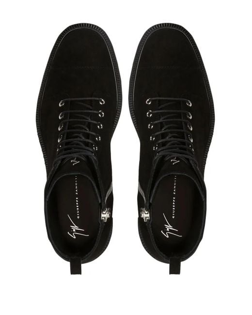 Giuseppe Zanotti Black Chris Low Lace-Up Suede Ankle Boots for men