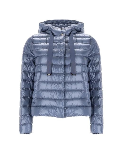 Herno Blue Hooded Quilted Puffer Jacket