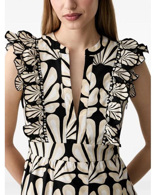 Pedro Del Hierro Madrid White Ruffled-Trim Midi Dress
