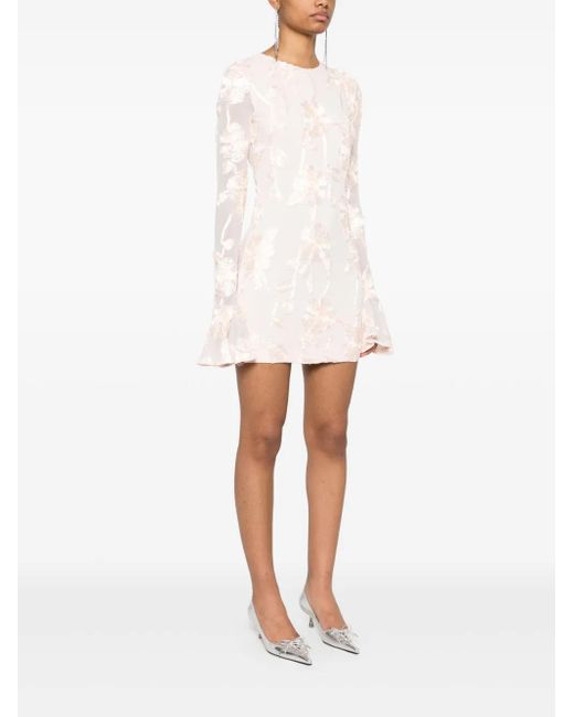ROTATE BIRGER CHRISTENSEN White Blush Dress With Sheer Sleeves And Flared Cuffs