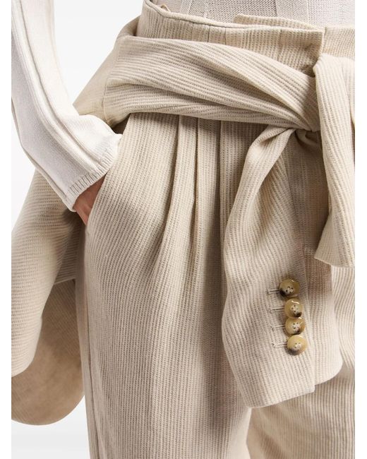 Emporio Armani Natural High-Waisted Straight-Leg Trousers