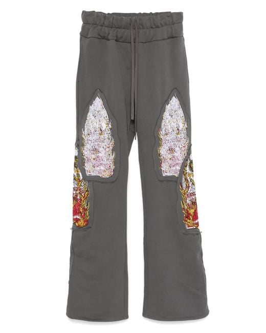 Who Decides War Gray Triple Flame Glass Trousers for men