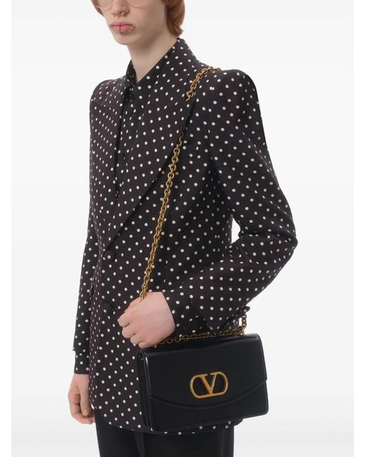 Valentino Garavani Black Plusdepois-Print Silk Shirt for men