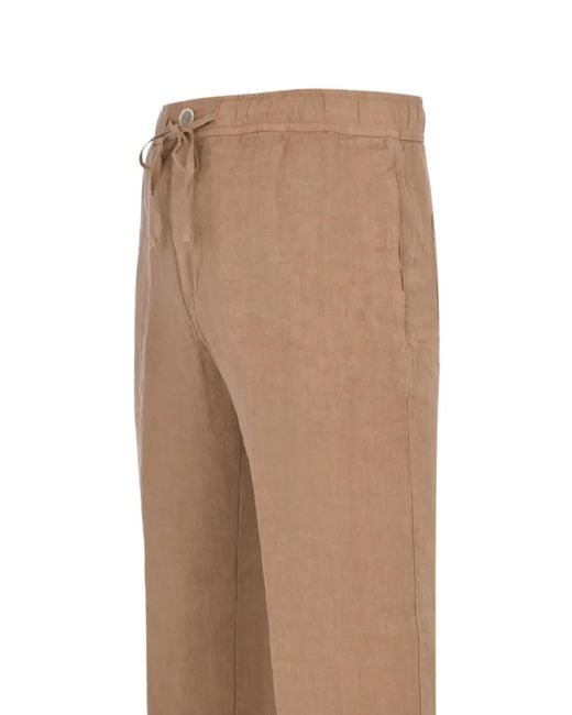 120% Lino Natural Pantalon À Lien De Resserrage for men