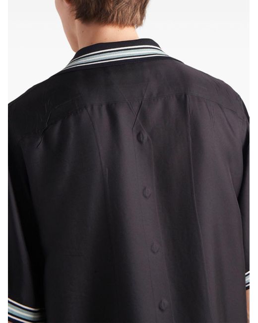 Chemise en soie à logo imprimé Prada pour homme en coloris Black
