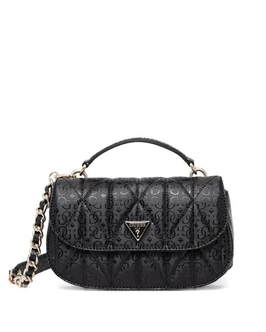 Guess Black Aldina Logo 4G Quilted Crossbody Bag