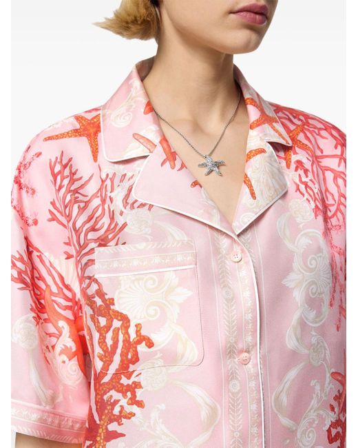 Versace Pink Hemd mit Satin-Print