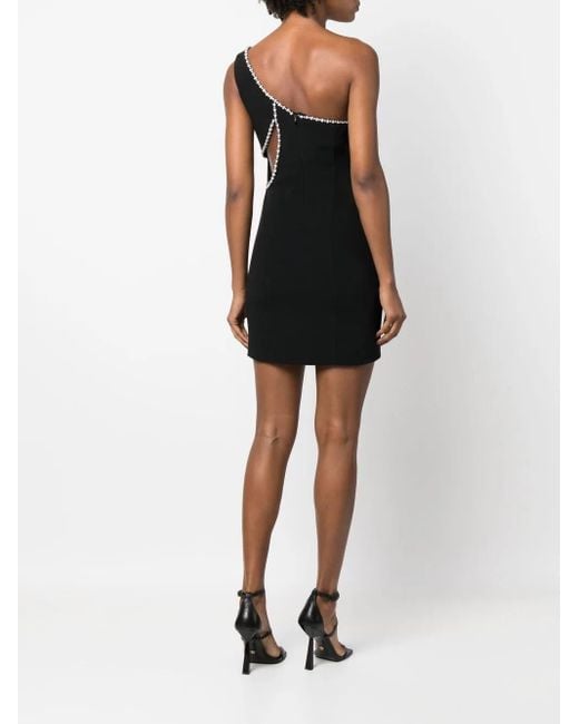 Philipp Plein Black Crystal Embellished Asymmetrical Mini Dress