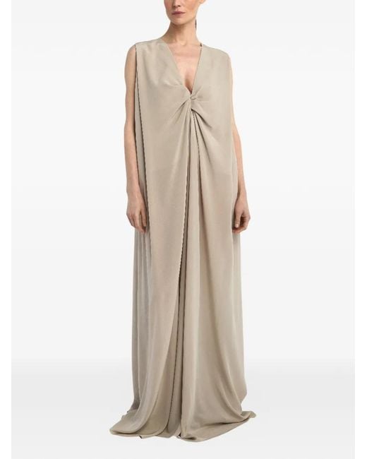DI STAVNITSER Natural Mira V-Neck Twisted Maxi Dress