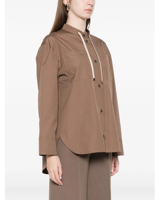 Max Mara Brown Drawstring Pocket Shirt