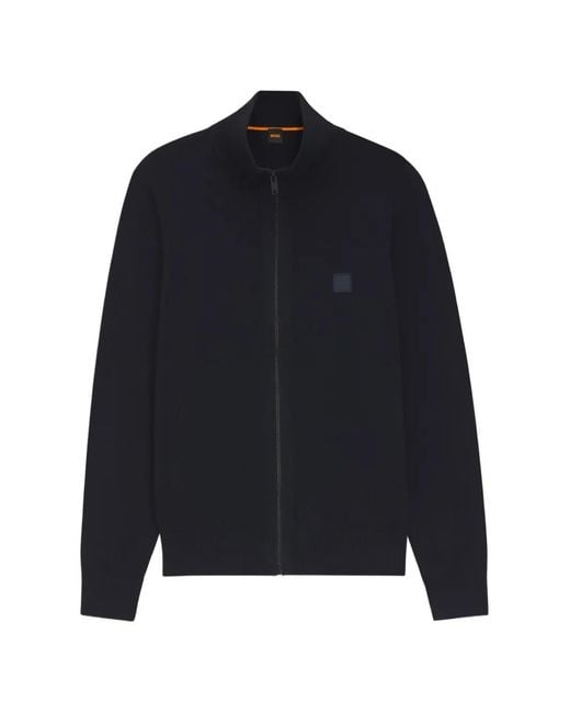 Boss Blue Sweat Zippé À Patch Logo for men