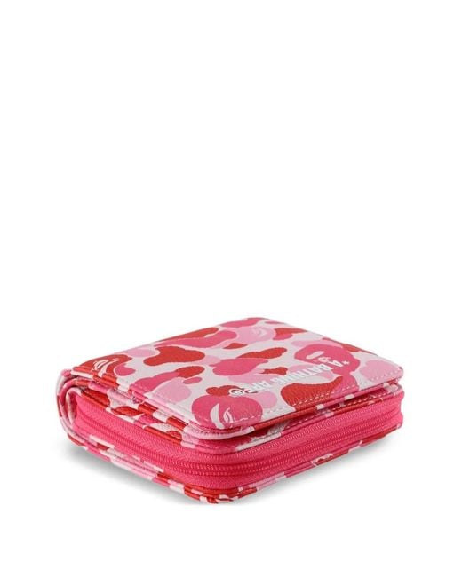 A Bathing Ape Pink Mini Abc Camo Wallet for men