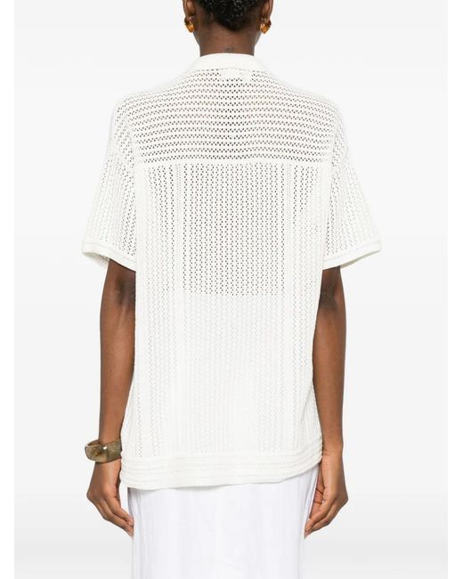 Bompard White Crochet Polo Shirt