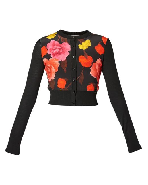 Erdem Black Floral-Print Cardigan