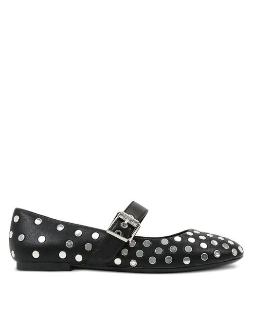 Karl Lagerfeld Black Stud-Embellished Buckle Ballet Flats