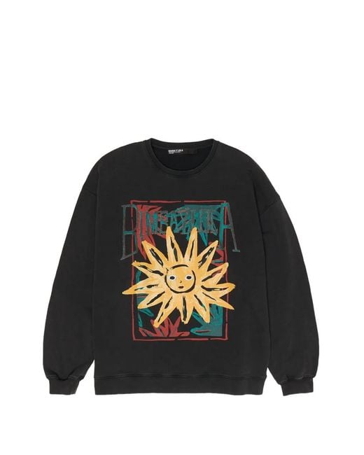 Bimba Y Lola Black Sweatshirt Logo Sun Preto-Lavado
