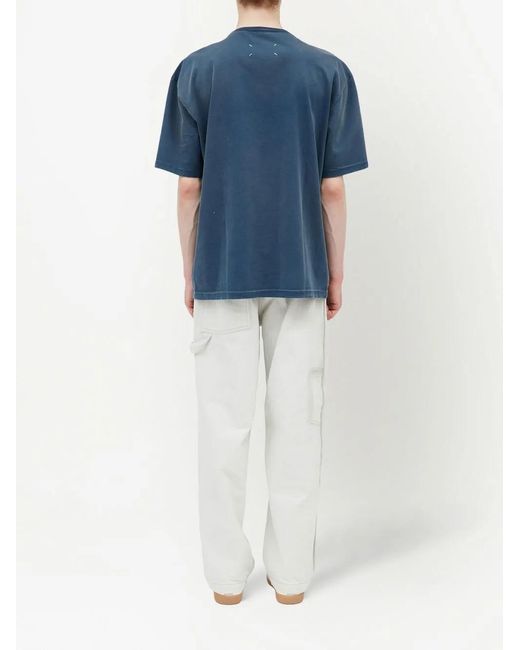Maison Margiela Blue Logo-patch T-shirt for men