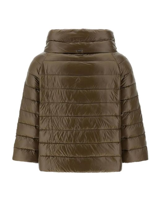 Herno Green Sofia High-Neck Quilted Jacket