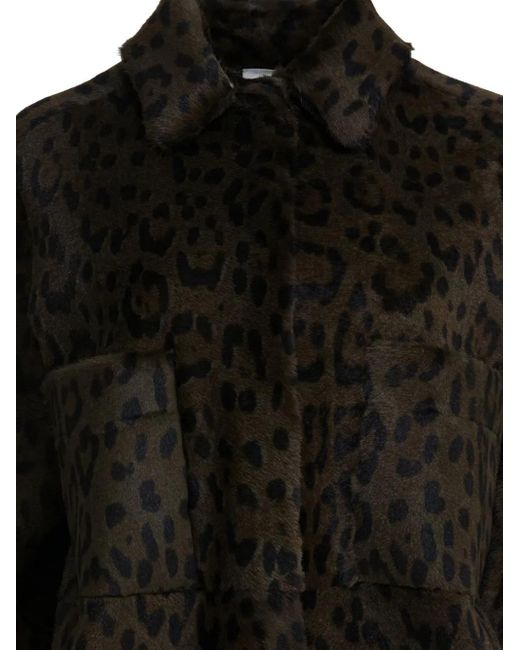 FURLING BY GIANI Black Leopard Pockets Coat