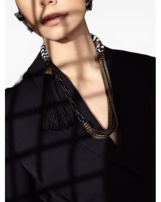 Lanvin Black Vita Short Tassel Necklace