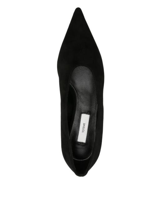 Totême  Black Sharp Suede Kitten Pumps