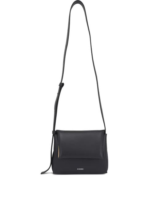 Jil Sander Black Flap-Detail Shoulder Bag