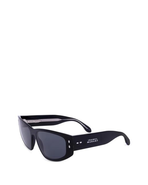 Isabel Marant Blue Logo-Print Rectangle-Frame Sunglasses