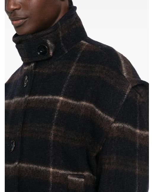Sessun Blue Check-Pattern Button-Up Jacket