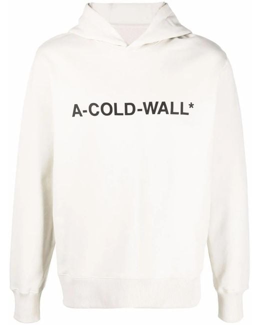 A_COLD_WALL* White Logo-Print Hooded Sweat Top for men