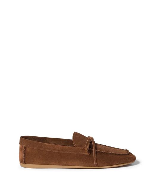 Miu Miu Brown Suede Deck Loafers