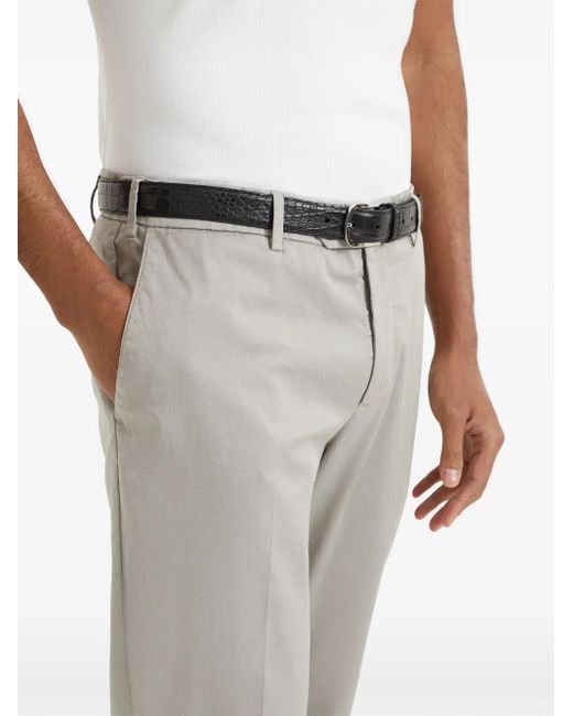 Brunello Cucinelli Gray Gabardine Garment Dyed Pants for men