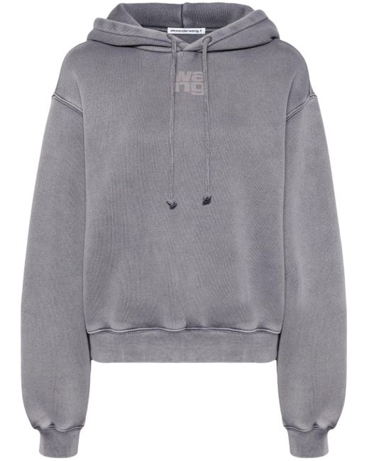 Alexander Wang Gray Essential Terry Hoodie With Puff Paint Logo