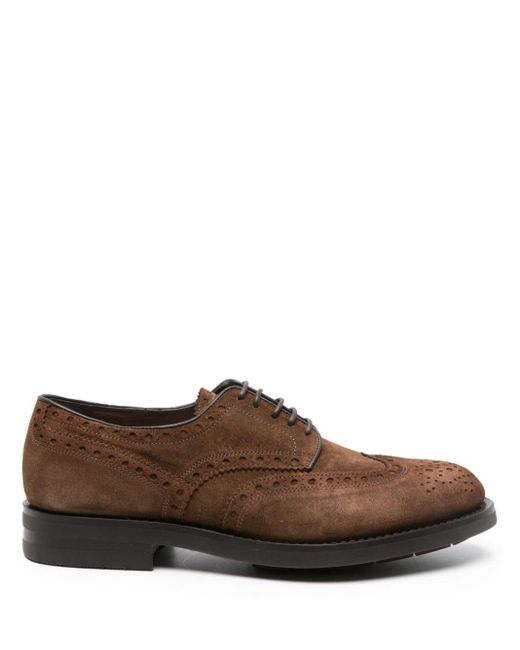 Chaussures oxford en daim à détail de perforations Santoni pour homme en coloris Brown